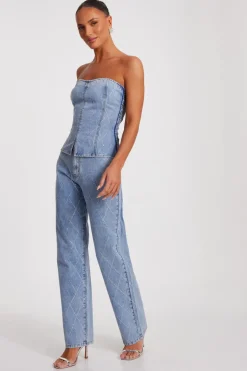 Quiz Blue Diamante Denim Jeans Discount