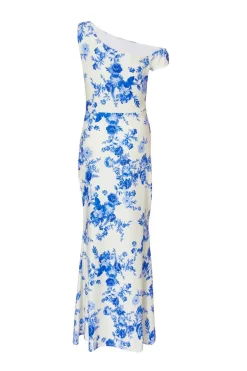 Quiz Blue Floral Drop Sleeve Maxi Dress Outlet