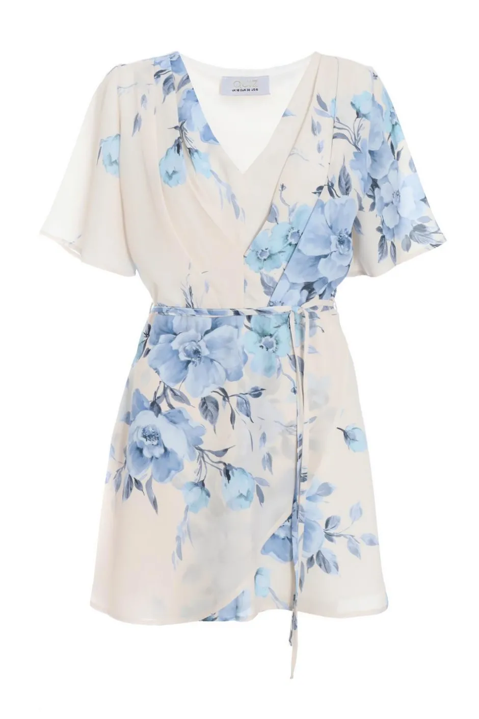 Quiz Blue Floral Print Wrap Tie Playsuit Online