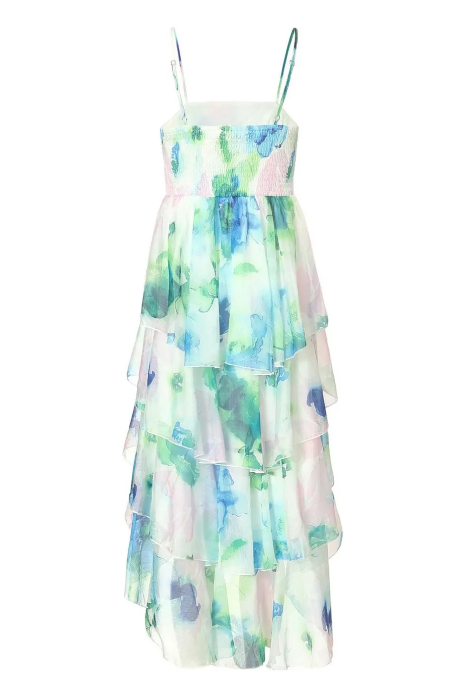 Quiz Blue Floral Tiered Midi Dress Hot