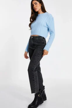Quiz Fluffy Knit Jumper Blue Discount