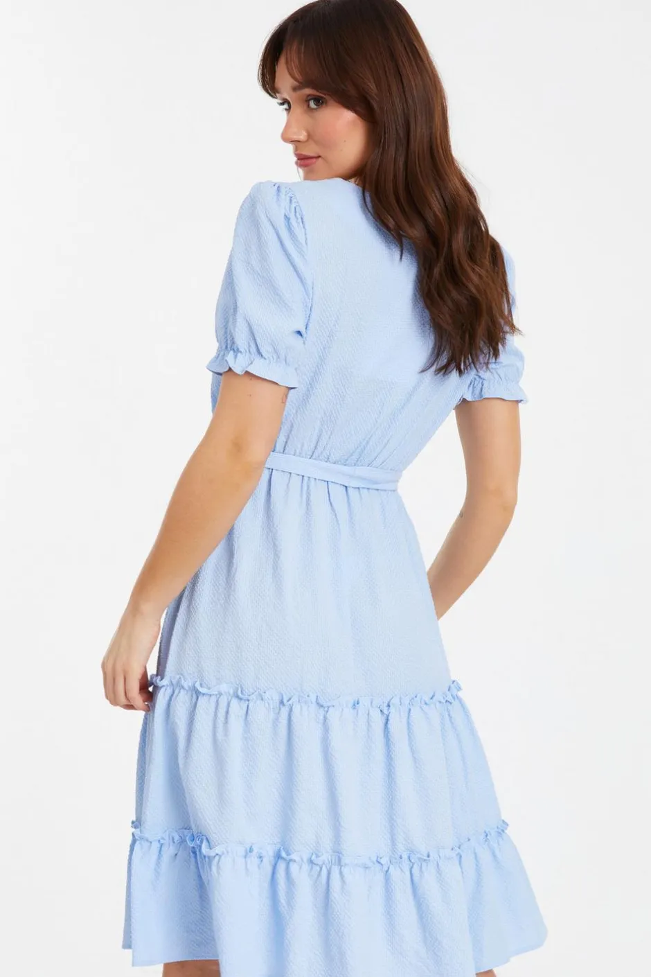 Quiz Blue Frill Midi Dress New
