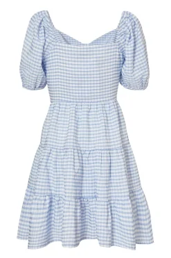 Quiz Blue Gingham Puff Sleeve Dress Clearance