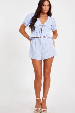 Quiz Blue Gingham Shorts Clearance