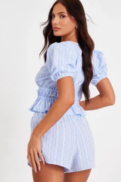 Quiz Blue Gingham Shorts Clearance
