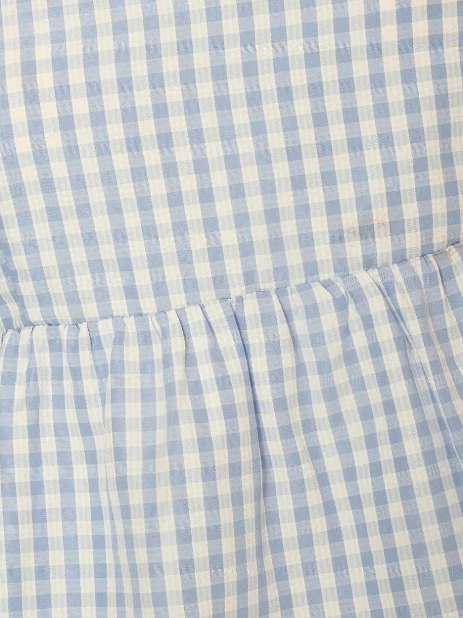 Quiz Blue Gingham Strappy Peplum Top Sale