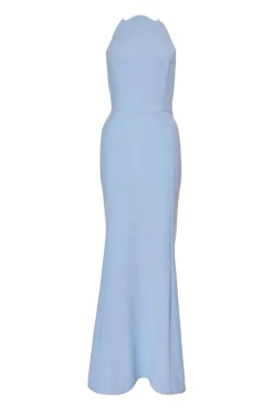 Quiz Halter Neck Fishtail Maxi Dress Blue Online