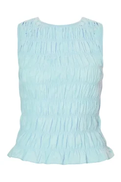 Quiz Jacquard Gathered Top Blue Clearance