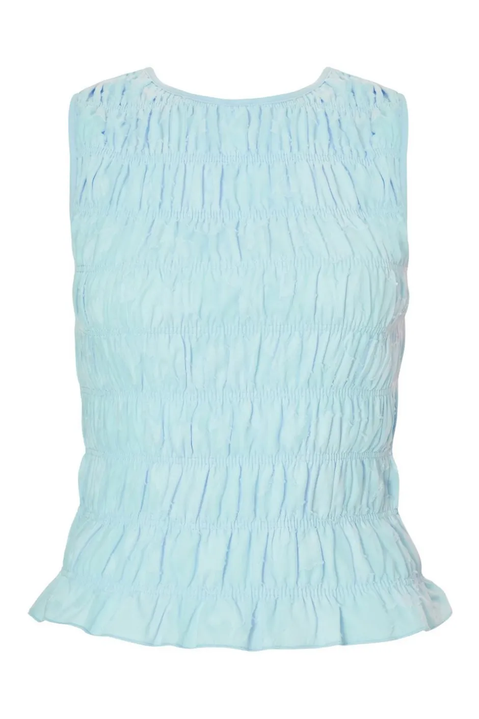 Quiz Jacquard Gathered Top Blue Clearance
