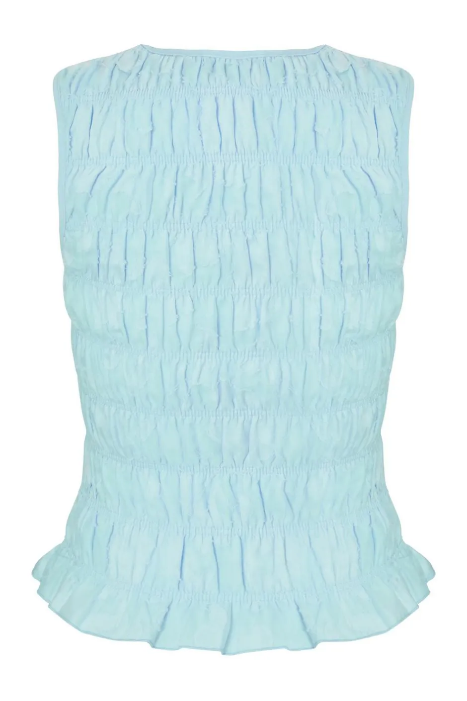 Quiz Jacquard Gathered Top Blue Clearance
