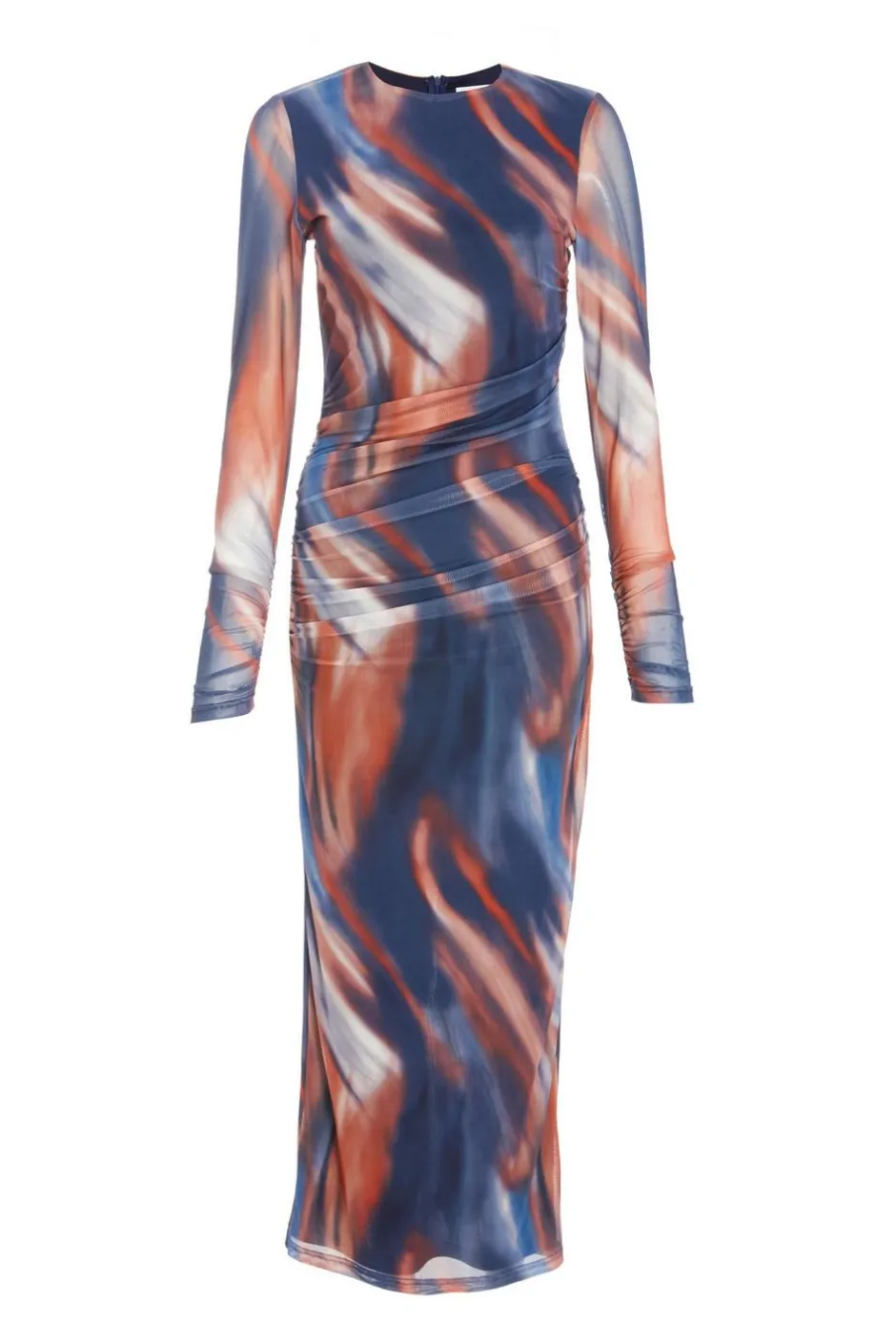 Quiz Blue Marble Print Mesh Midaxi Dress Hot