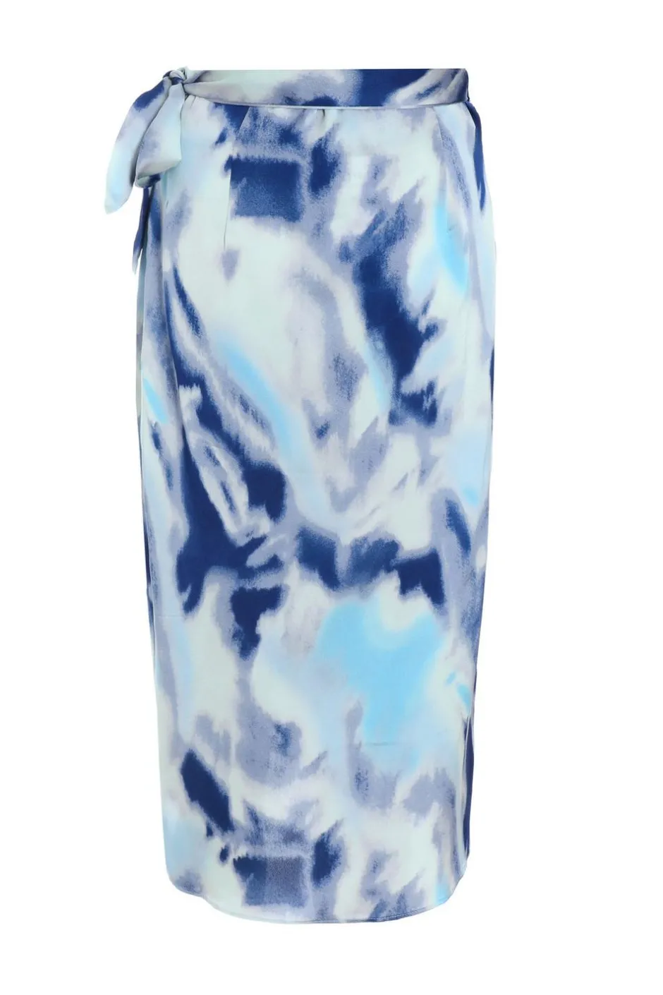 Quiz Blue Marble Print Wrap Midi Skirt Online
