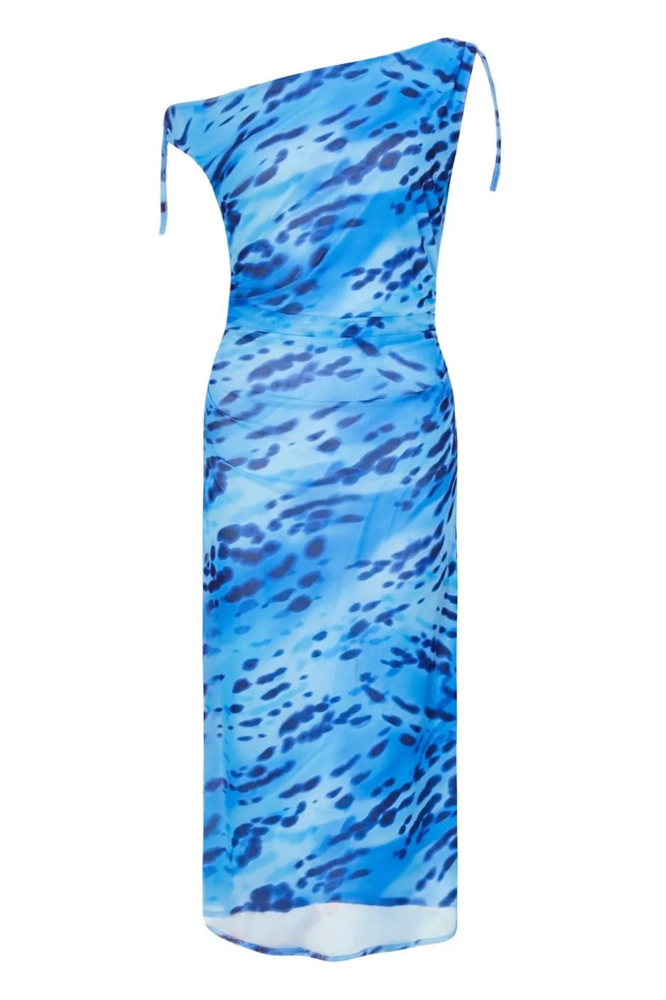 Quiz Blue Mesh Animal Print Midi Dress New