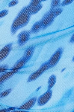 Quiz Blue Mesh Animal Print Midi Dress New