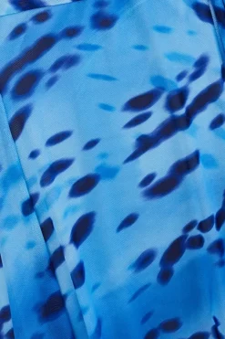 Quiz Blue Mesh Animal Print Skater Dress Hot