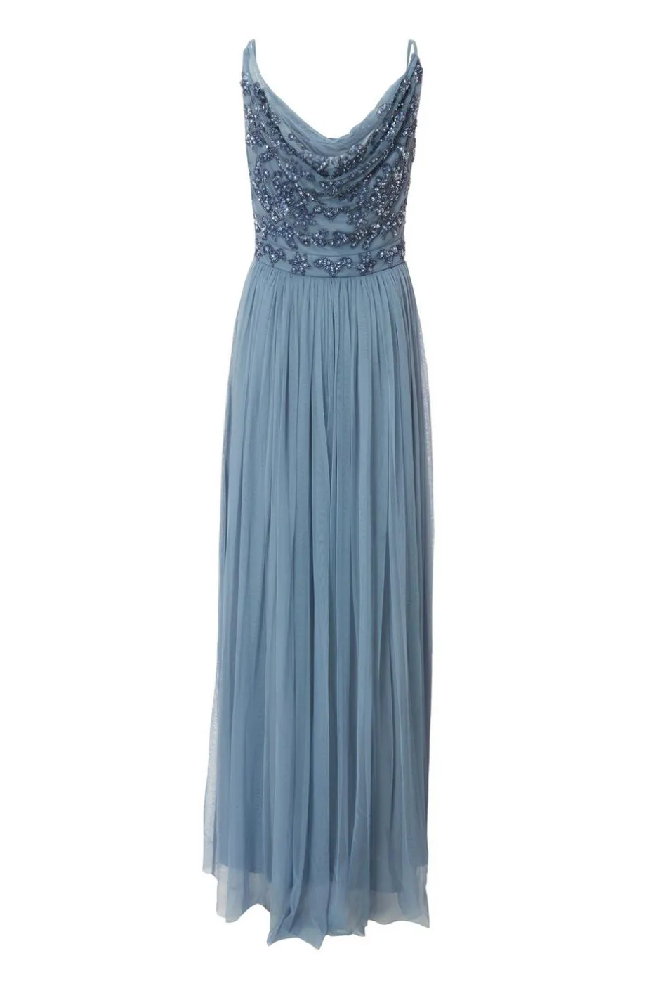 Quiz Blue Mesh Beaded Maxi Dress Online
