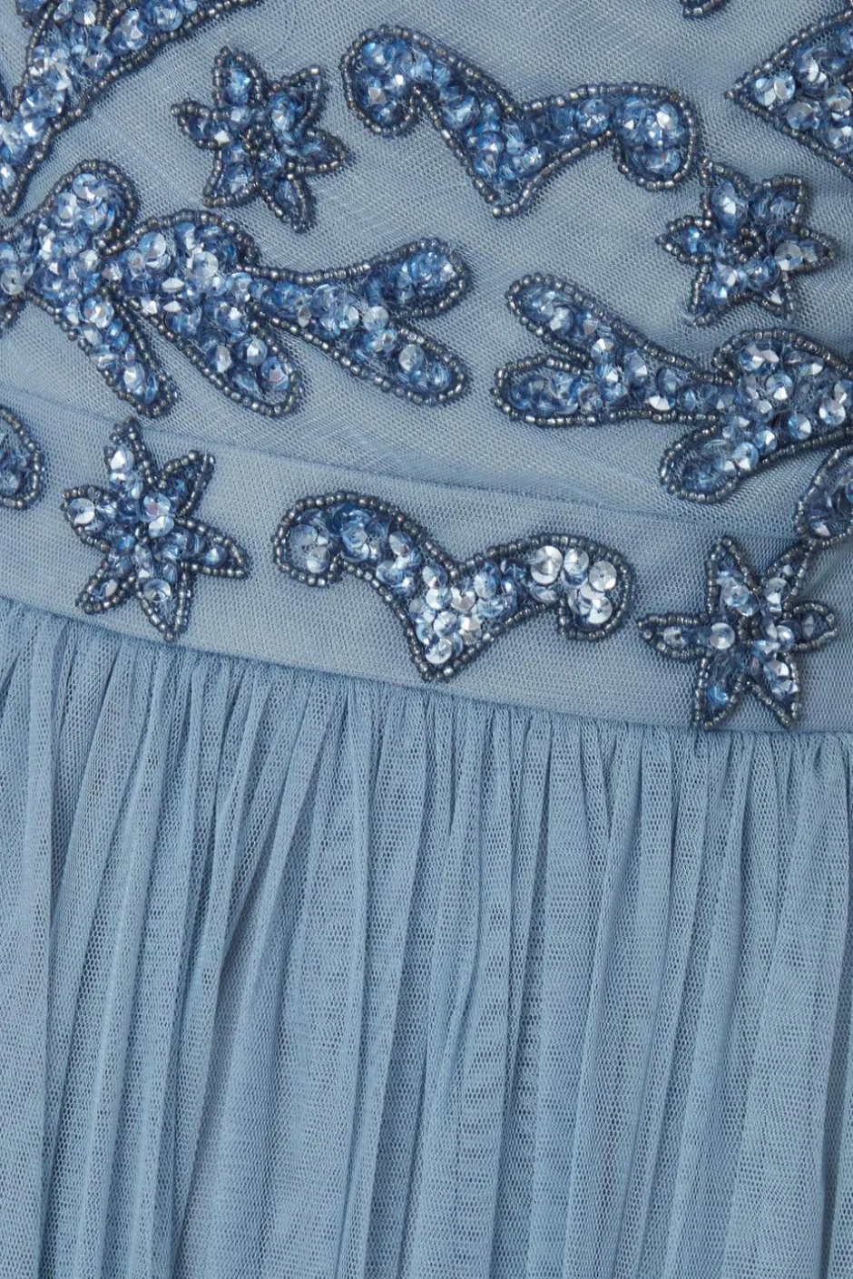 Quiz Blue Mesh Beaded Maxi Dress Online