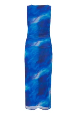 Quiz Blue Mesh Marble Midaxi Dress