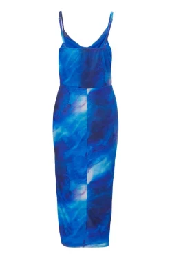 Quiz Blue Mesh Marble Midi Dress Hot