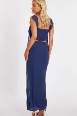 Quiz Blue Mesh Maxi Skirt Best