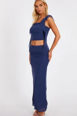 Quiz Blue Mesh Maxi Skirt Best