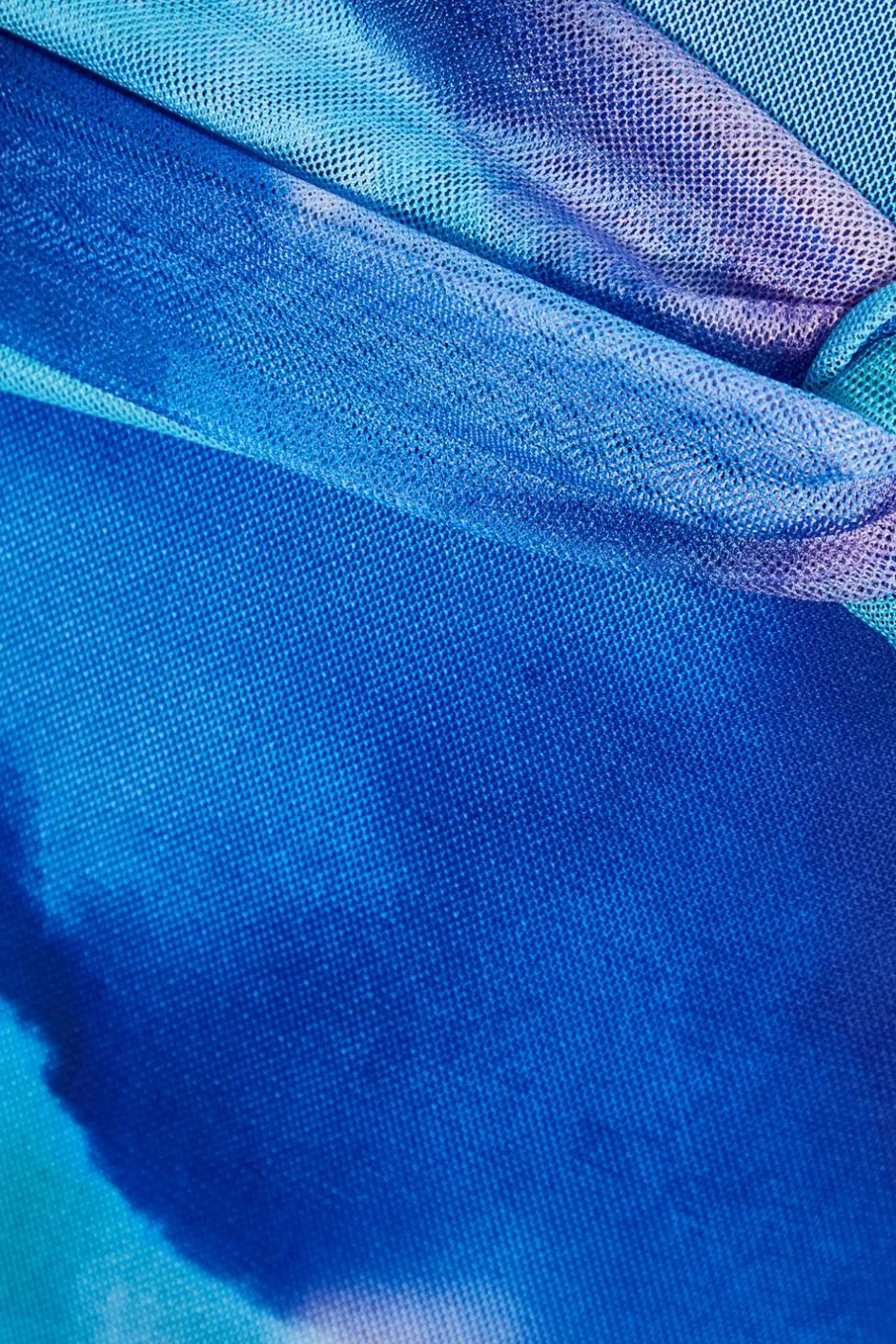Quiz Blue Mesh Tie Dye Print Midaxi Skirt