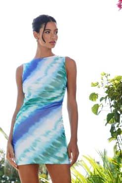 Quiz Blue Ombre Mesh Bodycon Dress Clearance