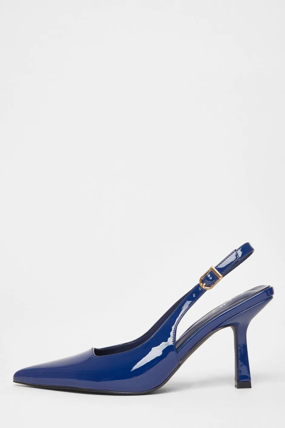 Quiz Patent Sling Back Court Heels Blue Sale