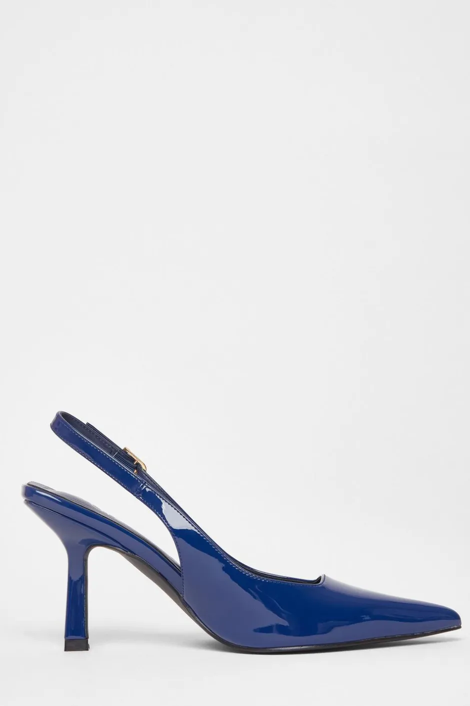 Quiz Patent Sling Back Court Heels Blue Sale