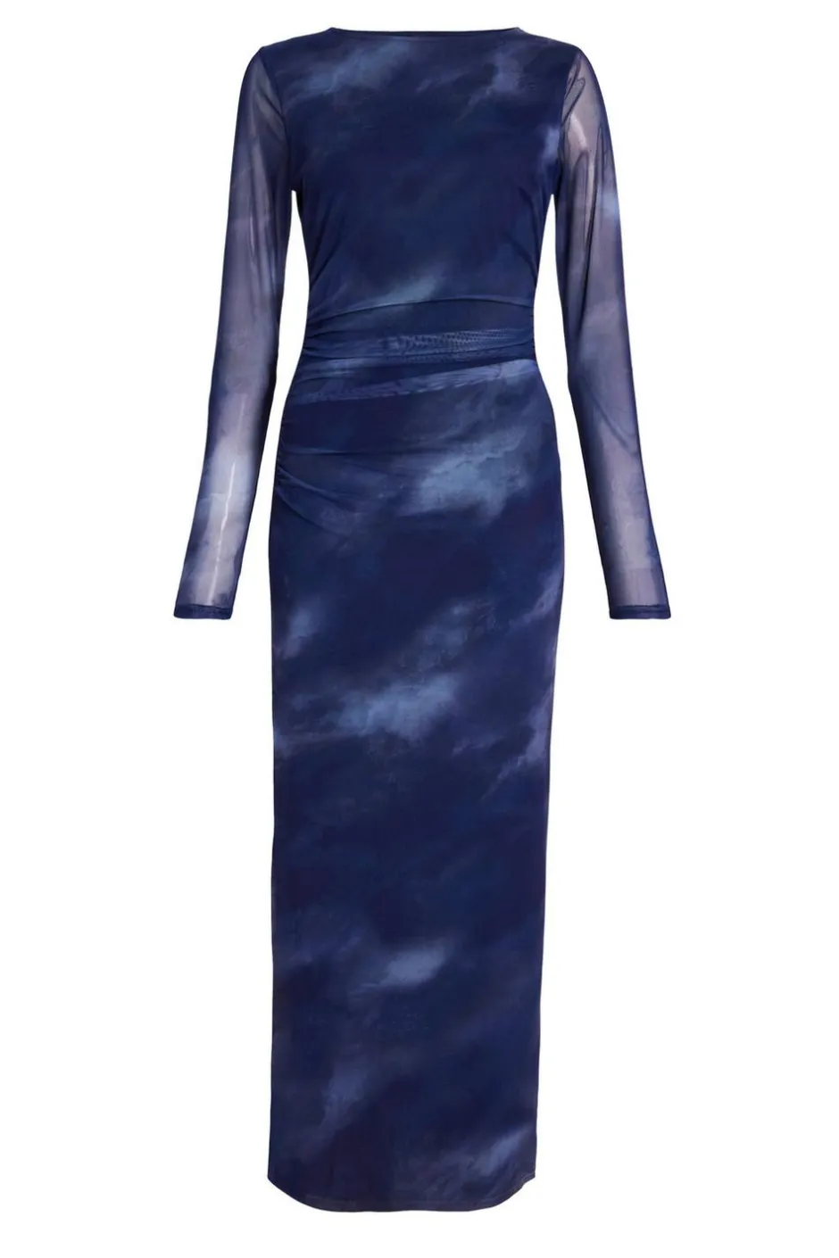 Quiz Blue Printed Long Sleeve Midaxi Dress