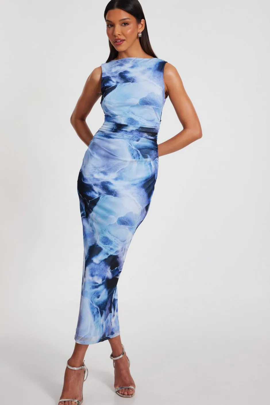 Quiz Blue Printed Midaxi Dress Online