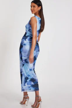 Quiz Blue Printed Midaxi Dress Online