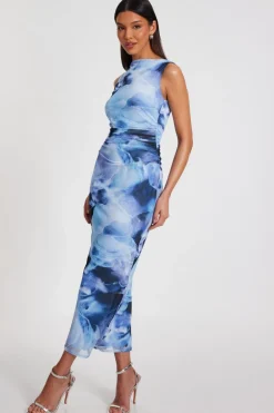 Quiz Blue Printed Midaxi Dress Online