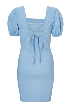 Quiz Blue Puff Sleeve Mini Dress Discount
