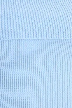 Quiz Blue Ribbed Bardot Jumper Light Blue Sale