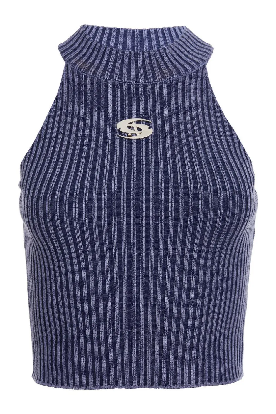 Quiz Ribbed Racer Top Blue