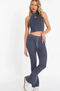 Quiz Blue Ribbed Trousers Outlet