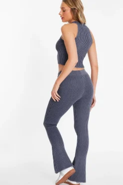 Quiz Blue Ribbed Trousers Outlet
