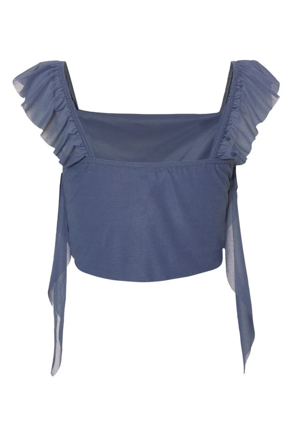 Quiz Blue Ruffle Detail Crop Top Discount