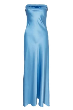 Quiz Blue Satin Bandeau Midaxi Dress Clearance