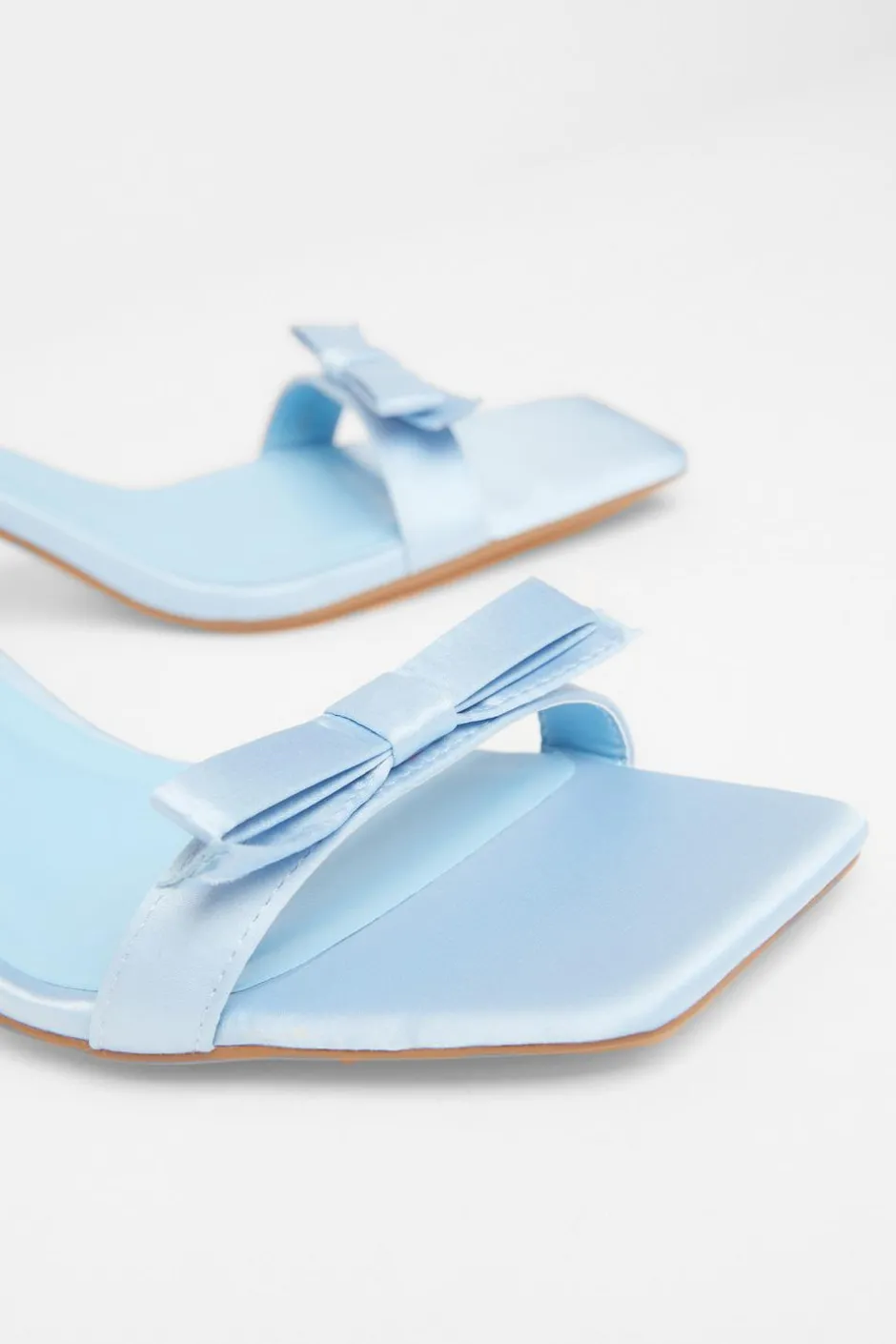 Quiz Satin Bow Heels Blue New