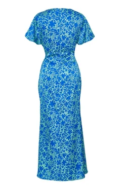 Quiz Blue Satin Floral Midaxi Dress New