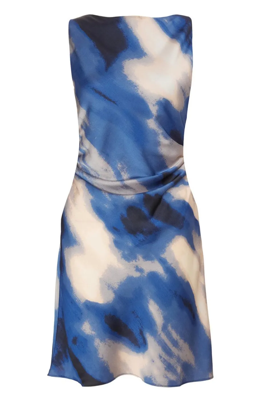 Quiz Blue Satin Marble Mini Dress Clearance