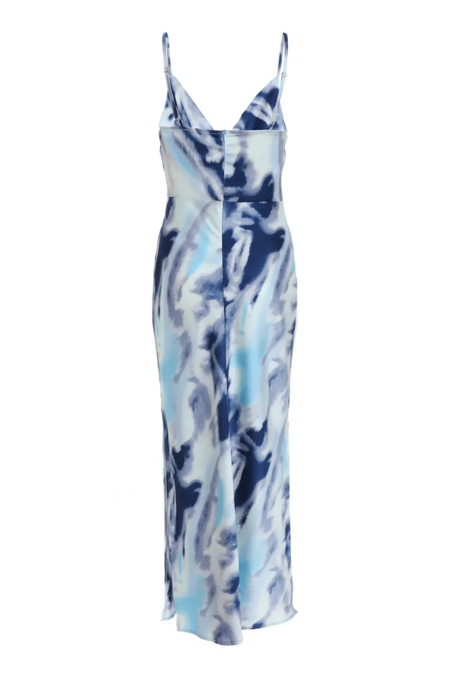 Quiz Blue Satin Marble Print Midi Dress Online