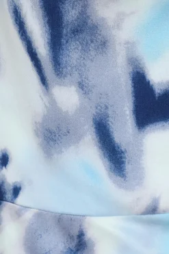 Quiz Blue Satin Marble Print Midi Dress Online