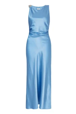 Quiz Satin Ruched Midaxi Dress Blue