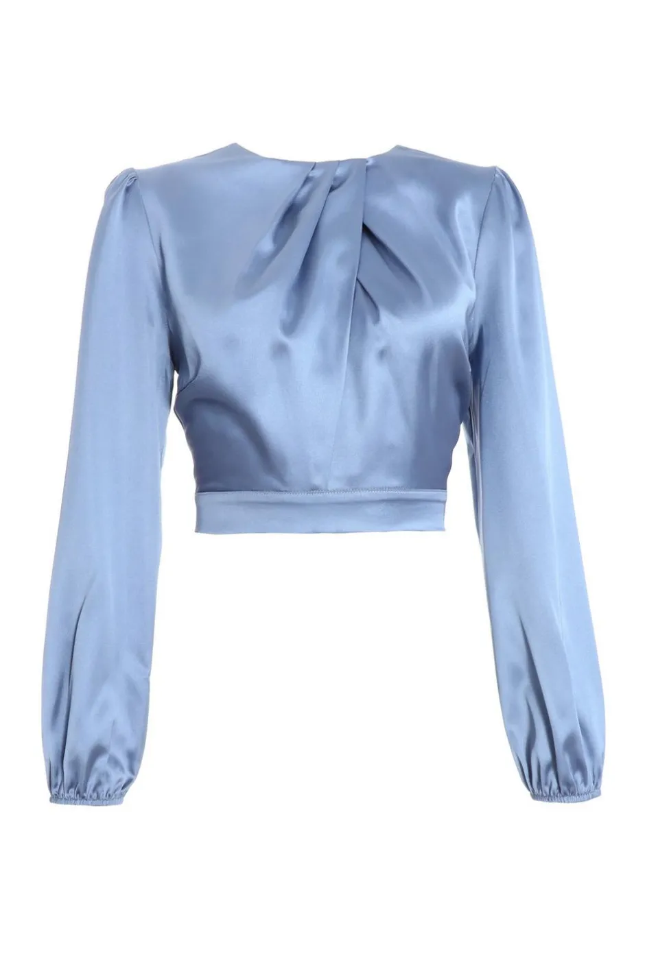 Quiz Blue Satin Twist Neck Crop Top Discount
