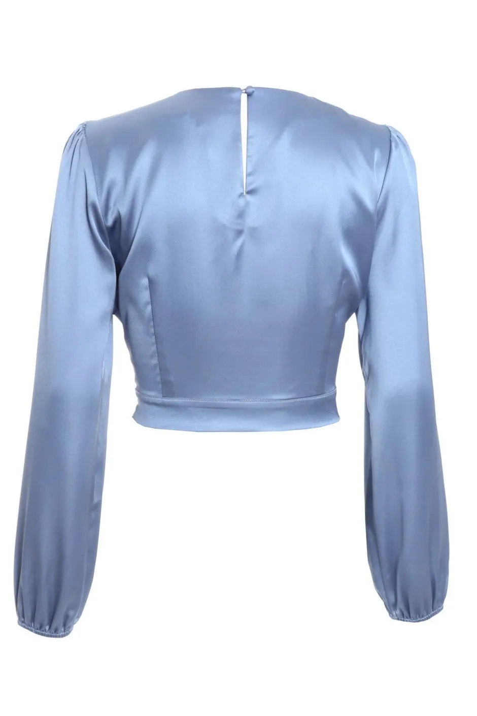 Quiz Blue Satin Twist Neck Crop Top Discount