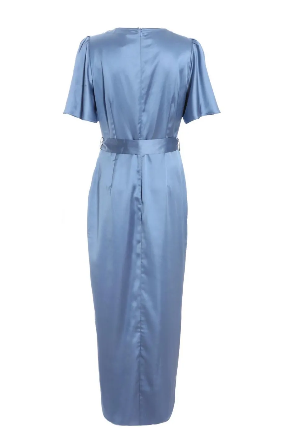 Quiz Blue Satin Wrap Ruched Midi Dress Online