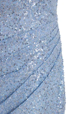 Quiz Sequin Cowl Neck Maxi Dress Blue New